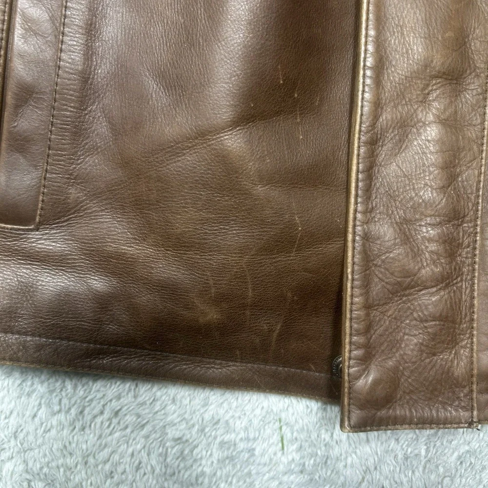 Vintage JHANE BARNES Bomber Jacket Men's 38 Brown Full Zip Lined Moto *SCRATCHES